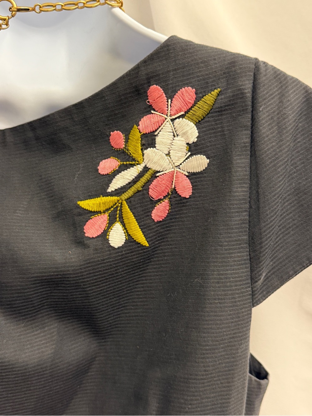 Moulinette Soeurs by Anthropologie Black Floral Rose Embroidery Sheath Dress 8 - Picture 7 of 11
